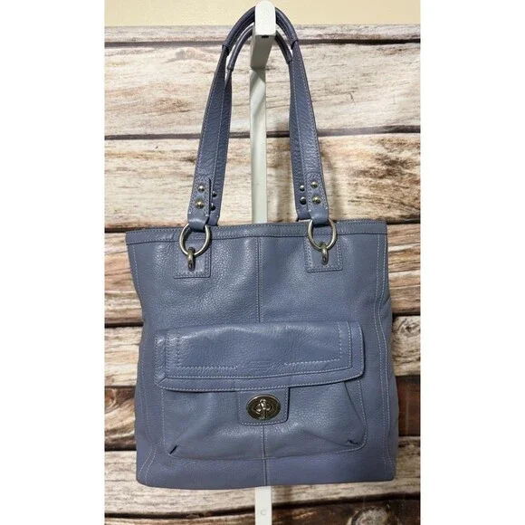 Vintage Blue Coach Penelope Shoulder Bag Purse Leather Bag Charm  *READ* - Picture 14 of 16